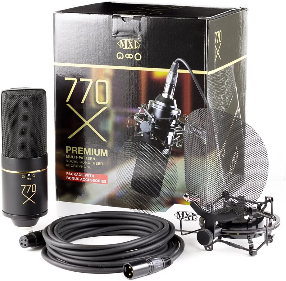 MXL Mics Multi-Pattern Condenser Microphone, XLR Connector, Black