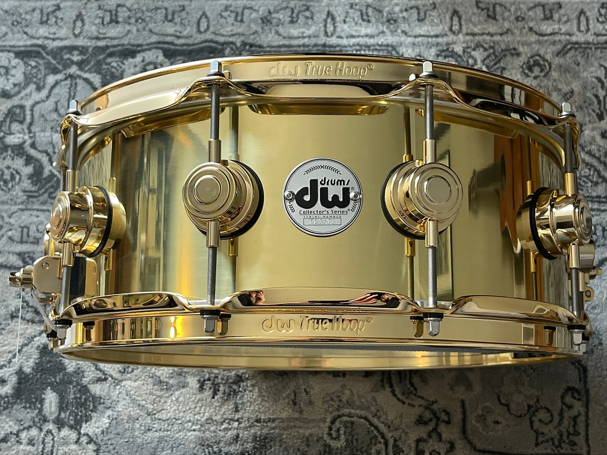 DW Collectors Series 5.5x14” Brass Snare Polished w/ Gold Hardware