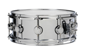 DW Collector's Series 5.5" x 14" Steel Chrome Polished Snare Drum with Chrome Hardware