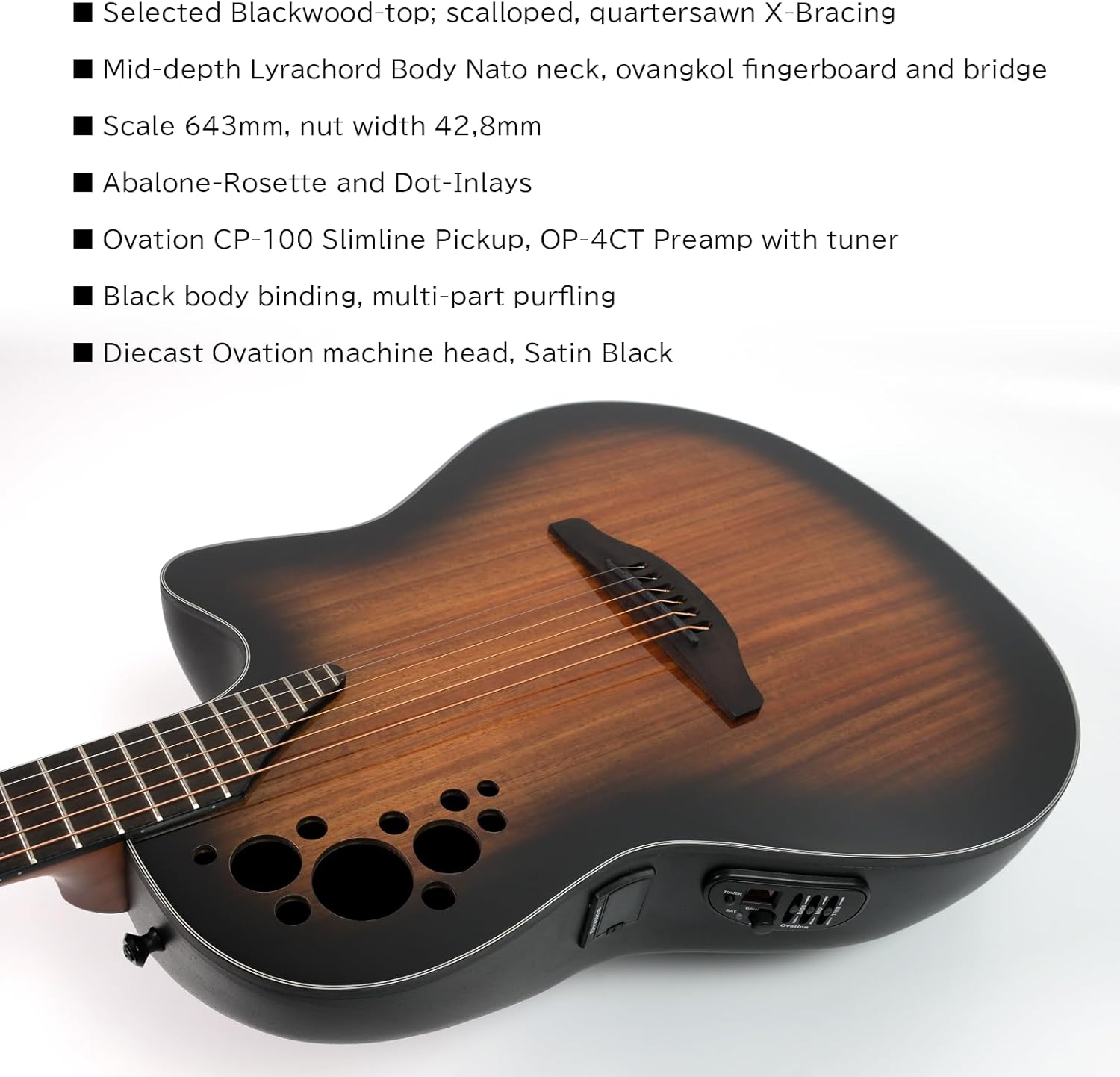 オベーション CE44P-ABLKW 限定品 ☆ソフトケース付！Ovation オベーション CE44P ABLKW エレアコ