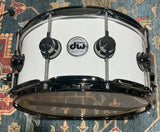 DW Collectors Series 6.5x14 SSC Maple Snare Drum - Solid White W/Black Nickel HW