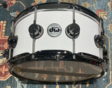 DW Collectors Series 6.5x14 SSC Maple Snare Drum - Solid White W/Black Nickel HW