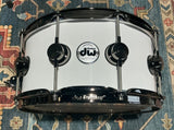 DW Collectors Series 6.5x14 SSC Maple Snare Drum - Solid White W/Black Nickel HW