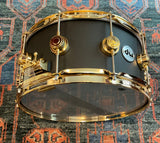 Dw Collectors 6.5 x 14 Aluminum 3mm Snare Drum - Black Powder Coated w/Gold Hw