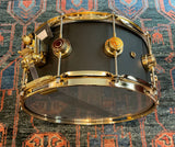 Dw Collectors 6.5 x 14 Aluminum 3mm Snare Drum - Black Powder Coated w/Gold Hw