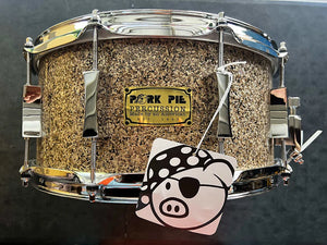 Pork Pie 6.5" x 14" Walnut Maple Ash Snare Drum - Ginger Glass Glitter