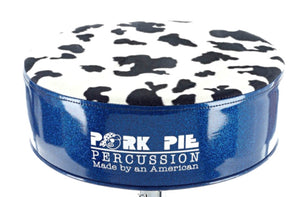 Pork Pie Percussion Round Drum Throne-Blue Sparkle/Cow
