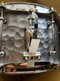 Pork Pie 6.5" x 14" Hammered Steel Snare Drum - Satin Silver