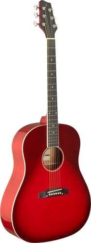 Stagg 6 String Acoustic Guitar, Right, Red (SA35 DS-TR)
