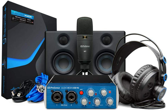 PreSonus AudioBox Studio Ultimate Bundle Complete Hardware/Software Recording Kit with Studio Monitors (Blue)