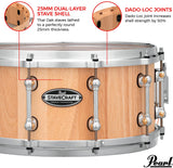 Pearl 14" x 6.5" StaveCraft Thai Oak with Makha DadoLock Snare Drum - Satin Natural