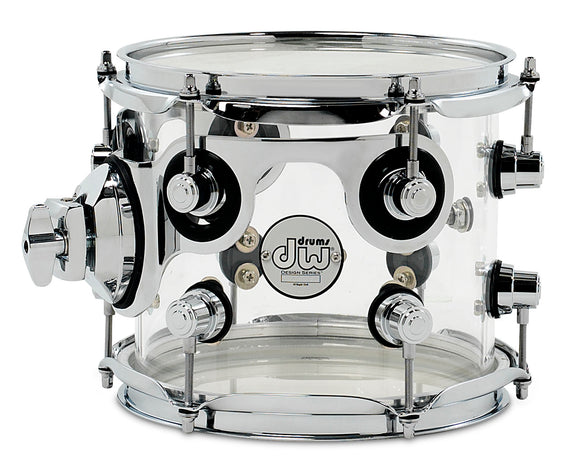 DW Design Series Acrylic Suspended Tom, 7x8, Clear w/Chrome Hardware (DDAC0708STCL)