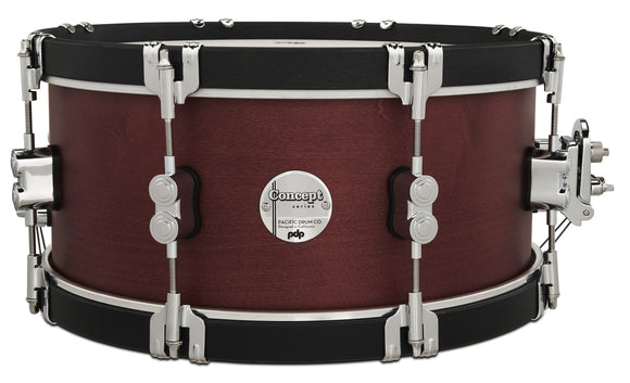 PDP Concept Maple Classic Snare Drum - 6.5 x 14 inch - Ox Blood with Ebony Hoops (PDCC6514SSOE)