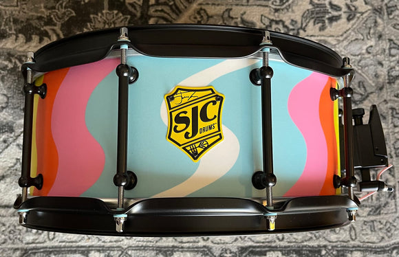 SJC Drums 6x14 Josh Dun SAI Saturation Snare Drum - Blue Washers - Pink Strap