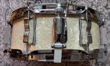 Ludwig Legacy Mahogany LLS554XXNM 5x14" 8-Lug Snare Drum - Vintage White Marine